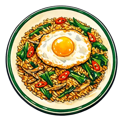 Marker illustration of nasi goreng kampung