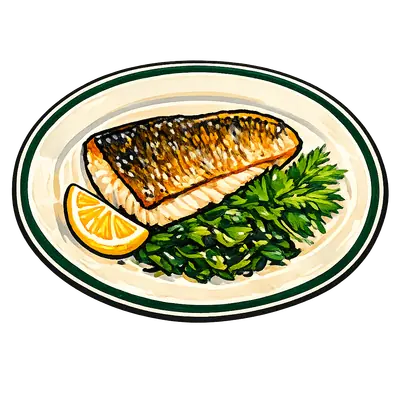 Marker illustration of pan-seared fish